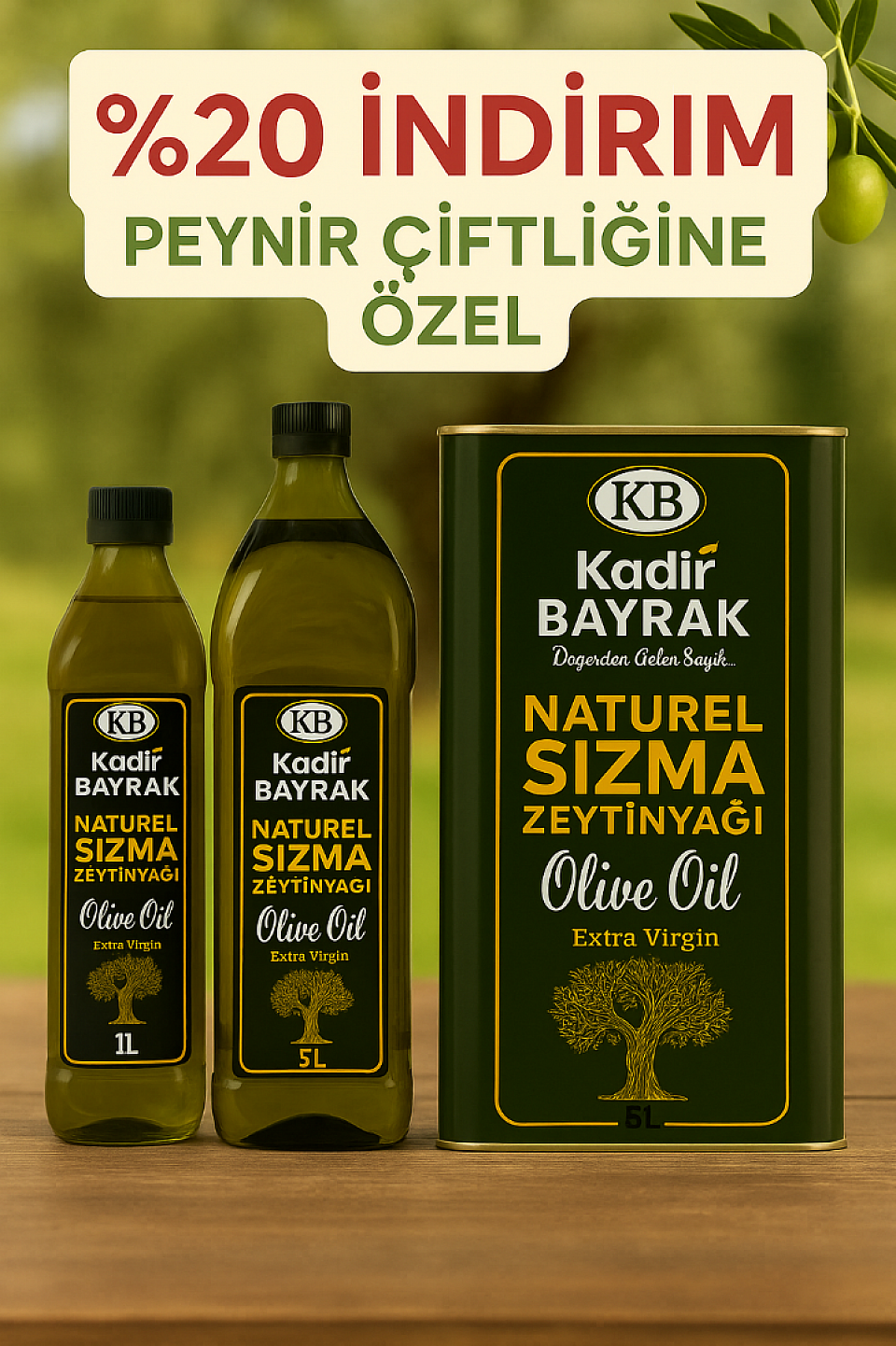 KB Kadir Bayrak Zeytinyağı 5LT 2LT 1LT